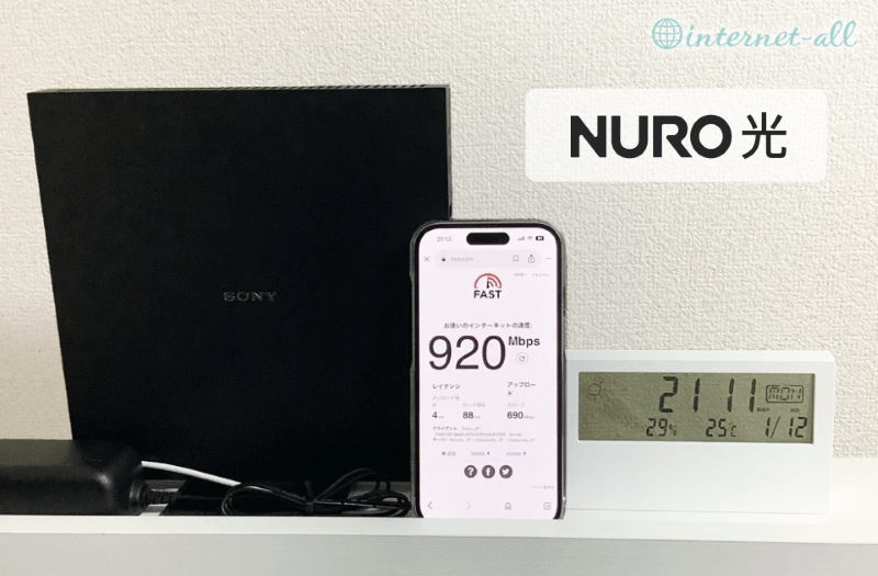 自宅でのNURO光の速度計測(スマホでWi-Fi接続)