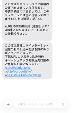 申し込み後に届くSMS